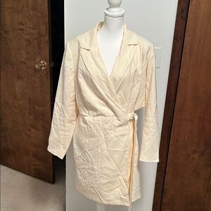 Eloquii Cream Wrap Midi Dress